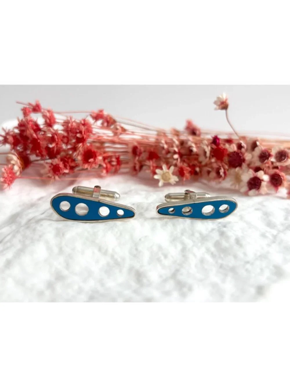 RARE Pan American 707 Wing Rib Blue Sterling Silver 925 Men's Cufflinks